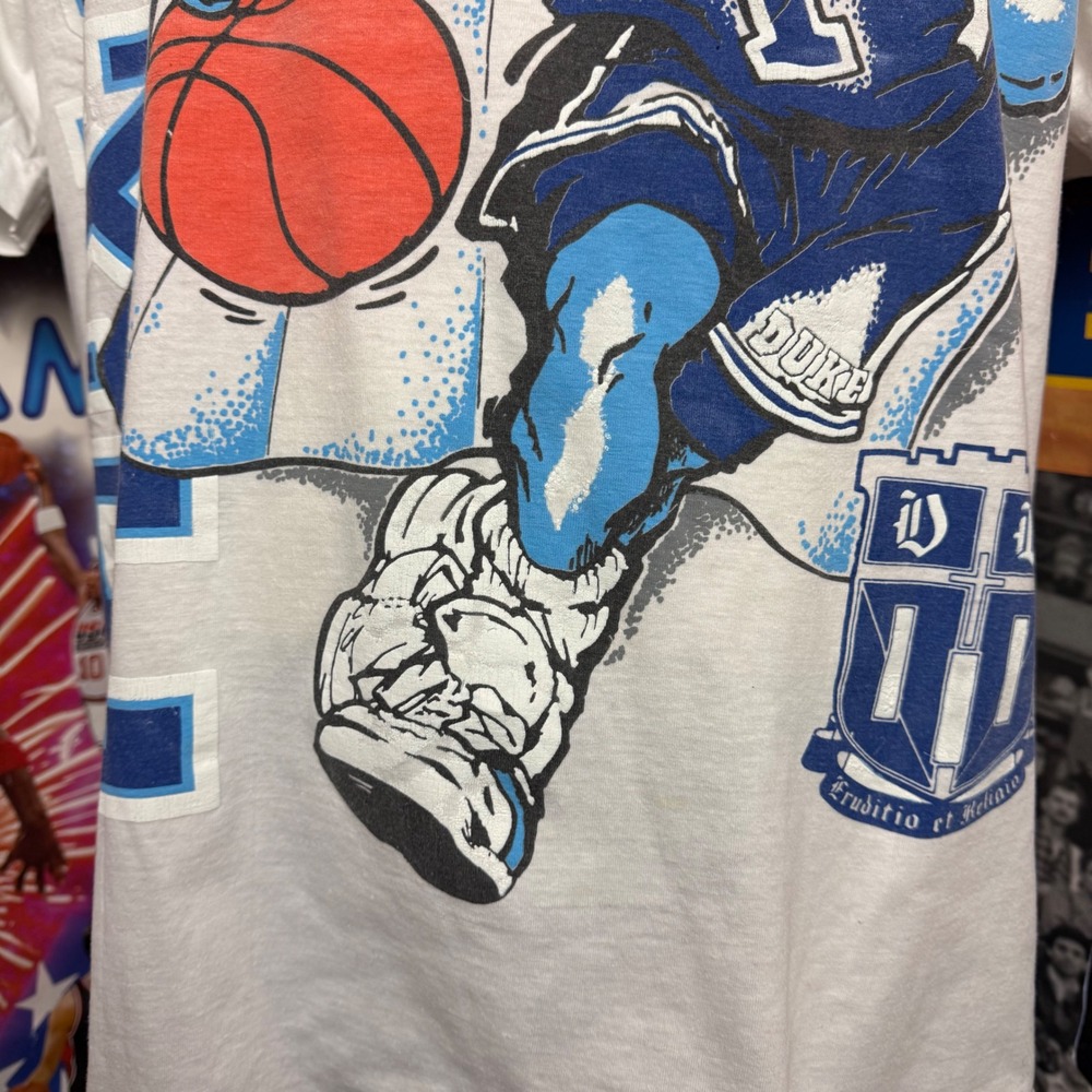 Vintage 90s Duke Blue Devils Basketball Mascot Single Stitch T Shirt Sz XL - Picture 3 of 6